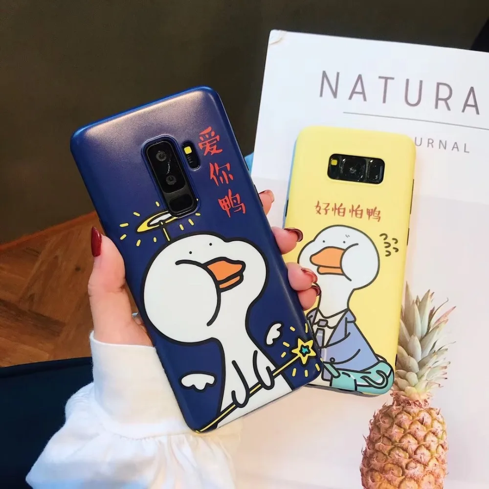 

For samsung galaxy s8 s9 plus note 9 8 case cover cute 3d cartoon duck painted soft silicon phone bag case for samsung s7 edge