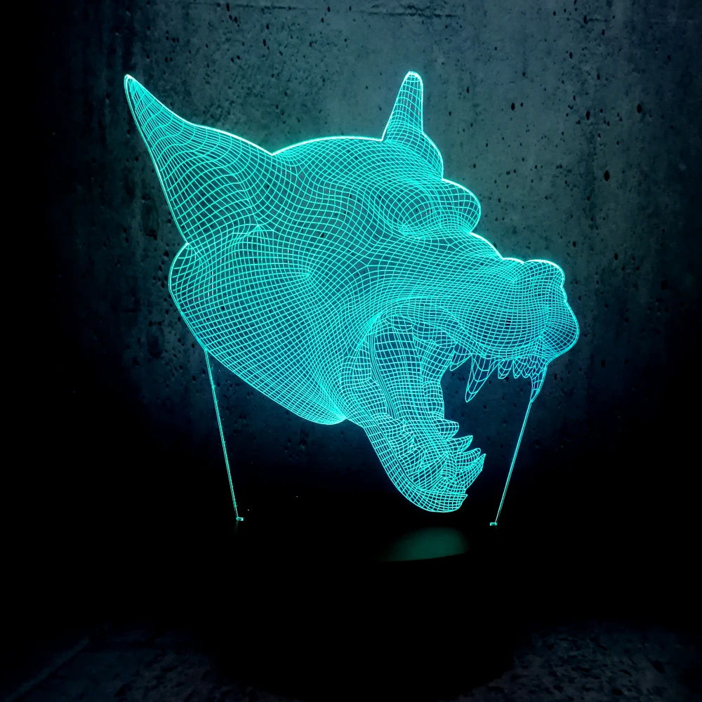 led Animal Wolf Dog Head 3D LED Lamp RC USB Touch Remote RGB Controler