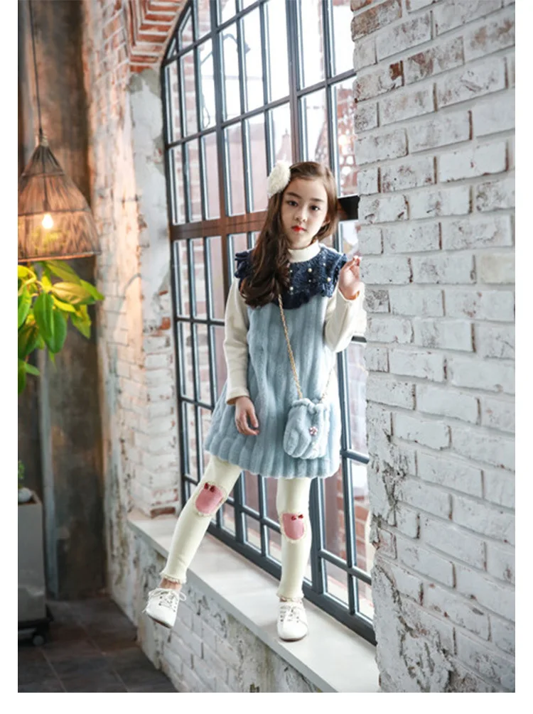 fleece little girls dress winter autumn 2017 kids princess dress children dress teenage girls  (11)