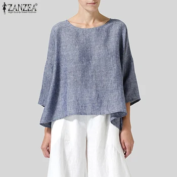

ZANZEA Women Tunic Tops Blouses Shirts 2020 Summer Casual Ladies Blusas Loose Back Buttons Down Blouse Chemiser Mujer Plus Size