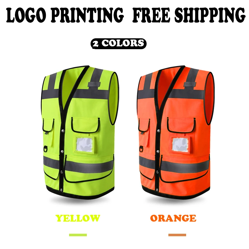 

SPARDWEAR FLUORESCENT YELLOW ORANGE HIGH VISIBILITY REFLECTIVE SAFETY VEST WAISTCOAT MENS SCREEN LOGO PRINTING FREE SHIPPING