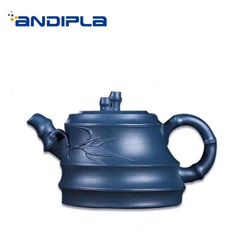 

270ml Authentic Yixing Purple Clay Teapot Natural Raw Ore Tian Qing Mud Bamboo Shape Zisha Pot Art Drinkware Green Tea Kettles