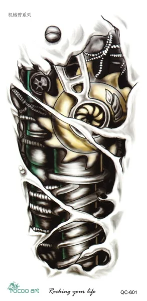 QC601 20X10cm 3D Large Halloween Horrible Skull Golden Mechanical Robot Arm Pattern Men Arm Shoulder Temporary Tatoo Stickers QC601 20X10cm 3D Large Halloween Horrible Skull Golden Mechanical Robot Arm Pattern Men Arm Shoulder Temporary Tatoo Stickers