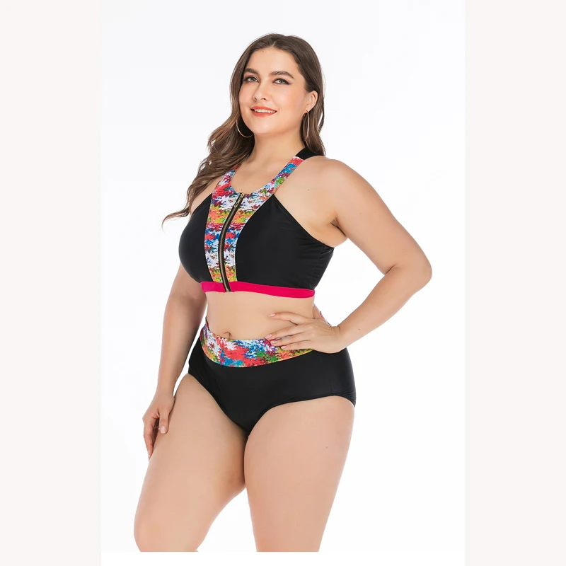 

Plus Size Bikini Set Two Piece Swimwear Women With Pad Push Up Swimsuit Wire Free Large Size Swimming Suit Oversize Beach Wear