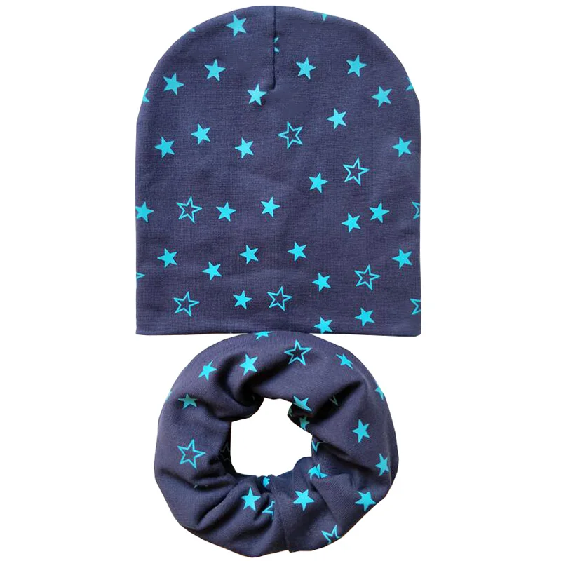 Navy Hollow Set Новая осенне-зимняя детская шапка, комплект для мальчиков и девочек, шарф на шею, весенний теплый шейный платок, детские вязаные шапки, комплекты, хлопковая детская шапка, шарф - Цвет: Navy Hollow Set