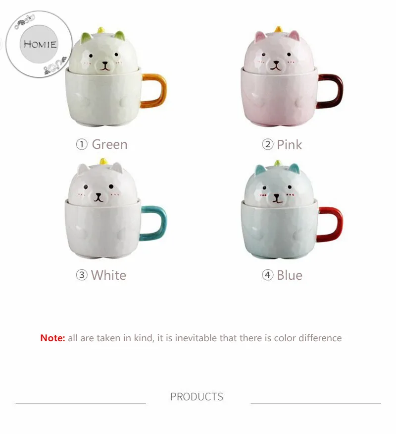 HOMIE lovely Cartoon bear Cup Coffee Mug Large  With lid Mugs creative Drinkware Tea milk Cup Afternoon ceramics Office home16