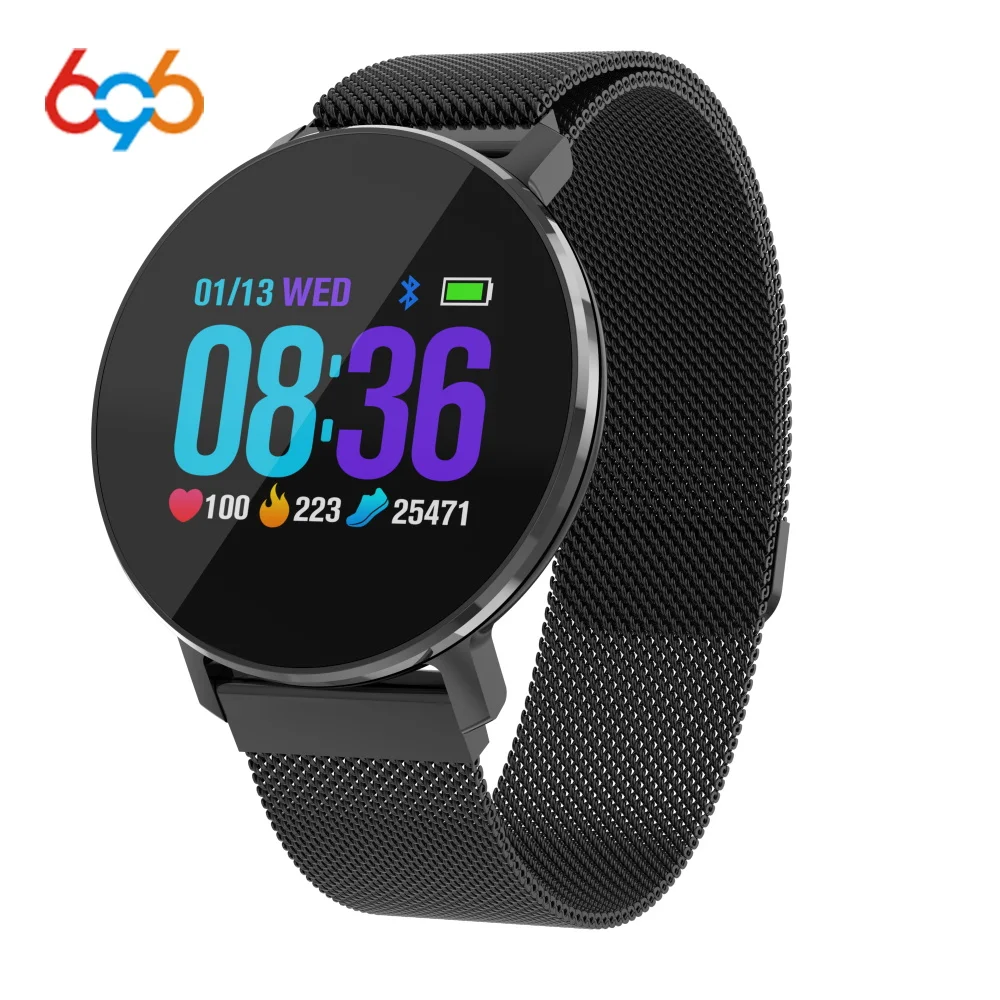 

696 2018 T5 Smart Wristwatch Magnetic Metal Strap Sport Fitness Tracker Heart Rate Monitor Band Message Reminder Smart Bracelet