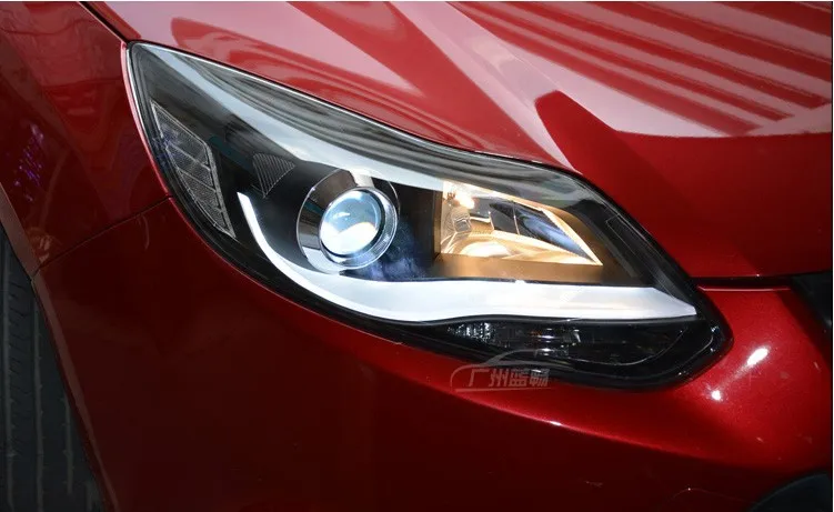 Автомобильный Стильный чехол на головную лампу для Ford Focus 2012 2013, светодиодный налобный фонарь, DRL Объектив, двойной луч, биксеноновые автомобильные аксессуары