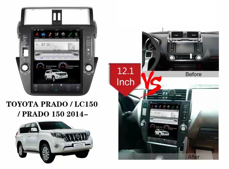 12,1 дюймов tesla стиль автомобильный dvd-плеер для TOYOTA PRADO LC150 PRADO 150- с системой android 7,12 четырехъядерный 2G ram 32G rom