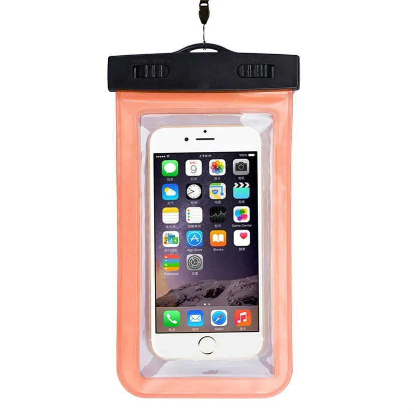 Водонепроницаемый подводный Портативный чехол для телефонов Универсальные Сумки для плавания чехол для всех моделей iphone 6 6s 7 8X3,5-6 дюймов - Цвет: Orange
