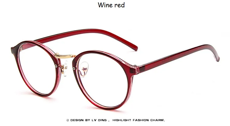 Матовая черная модная женская оправа для очков, мужская оправа для очков, винтажные круглые прозрачные линзы, очки, оптическая оправа для очков - Цвет оправы: wine red