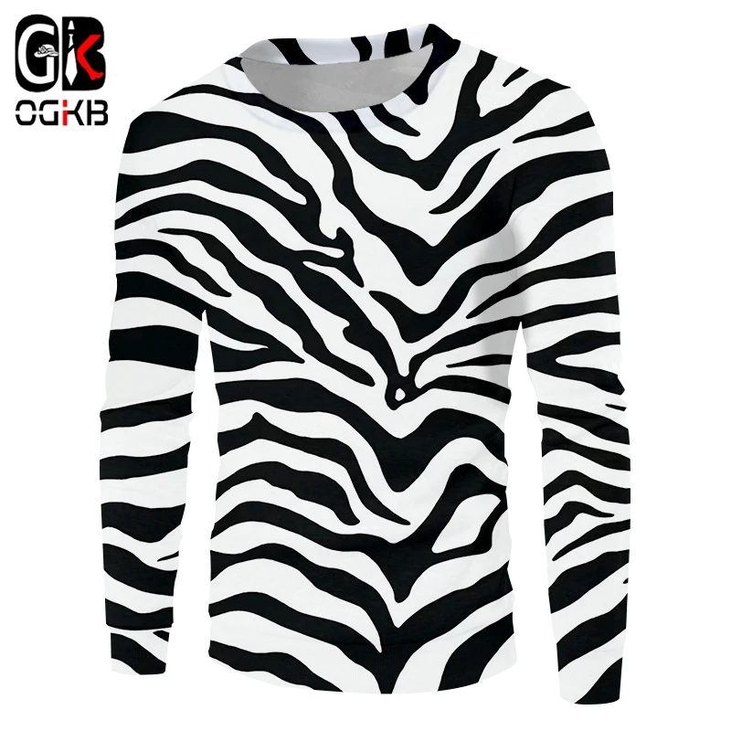 

OGKB Hombre Long Loose Leopard 3D Pullover Printing Zebra Stripe Streetwear Big Size Clothes Spring Pullovers Wholesale Dropship