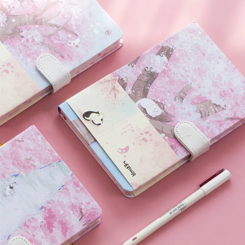 

2020 Creative Notebook Cute Kawaii Cherry Blossom Personal Diary A5 Hardcover Notebook Korean Stationery School Office Note Book