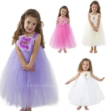 2T-8Y exactement Comme Image 2016 d’été Longueur Fleur Fille Tutu Robe Pour Le Mariage de Fête D’anniversaire Photograps vêtements de Bébé fille