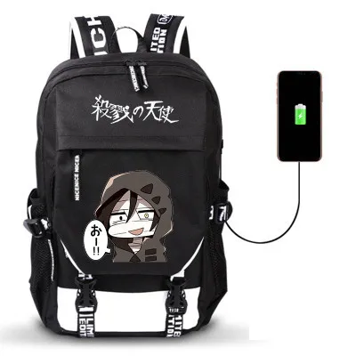 Angel of Death Anime USB Port Backpack Boy Girls Men Women Bag Travel School Bag Teenager Laptop Book Bag Mochila - Цвет: Style 10