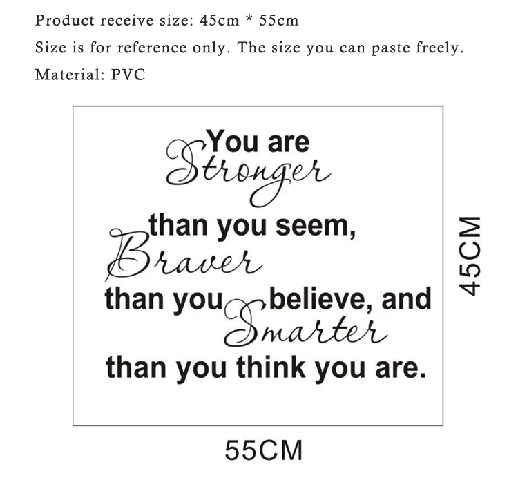 You Are Stronger English Proverbs wall sticker for Bedroom living room home deco