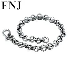 17-21 см звено цепи браслет 925 пробы серебро 5-6,5 мм толщина S925 Твердые тайские серебряные мужские браслеты для женщин ювелирные изделия