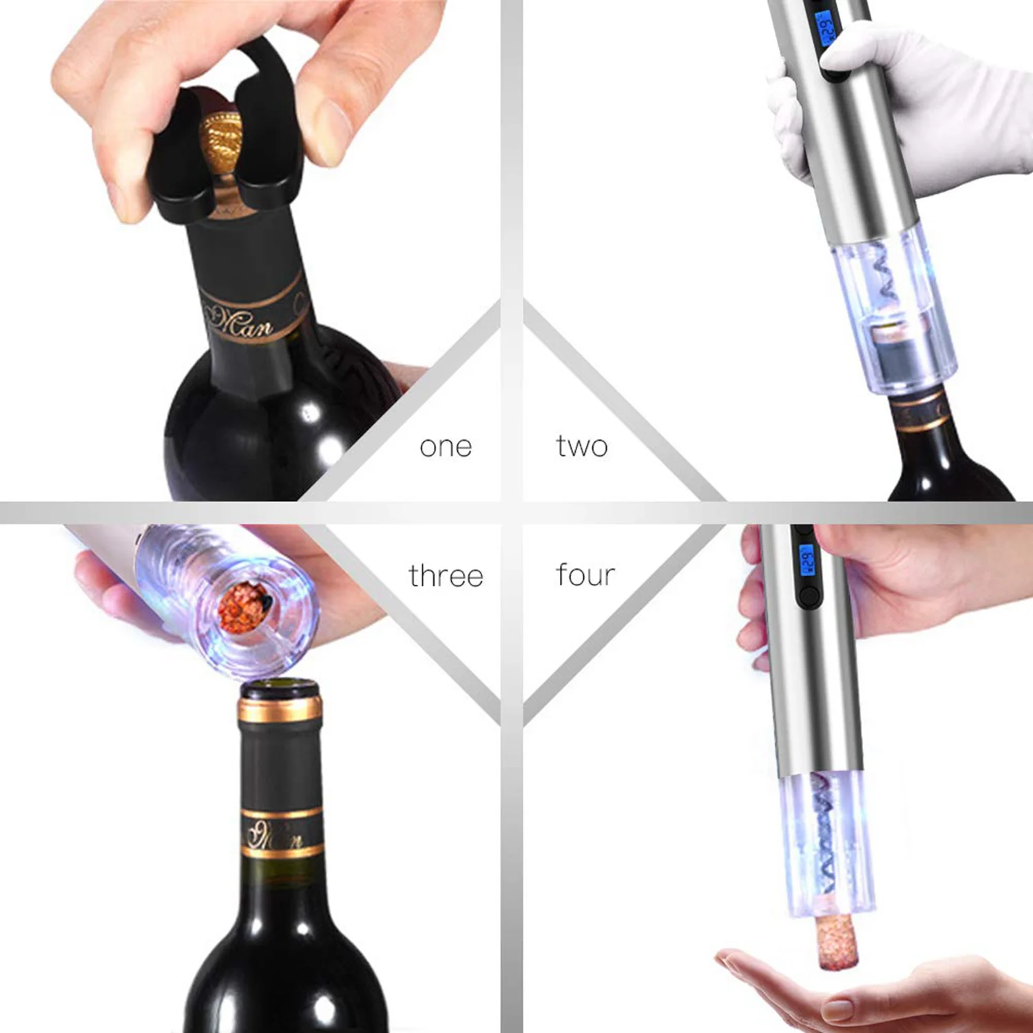 Электрический автоматический штопор для бутылок вина с винным наполнителем и вакуумной вилкой плюс резак для бумаги(штепсельная вилка США