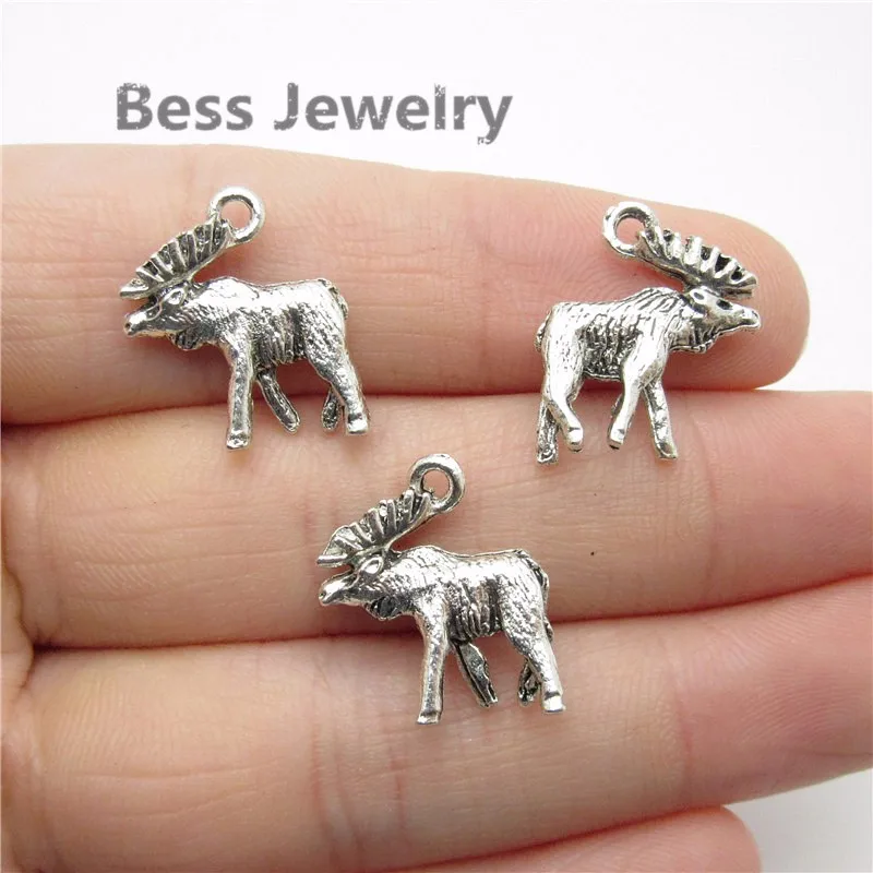

42pcs(18*16mm) Antique Silver elk Charm fit for pandora style Bracelets Necklace Pendant DIY Metal Jewelry Making