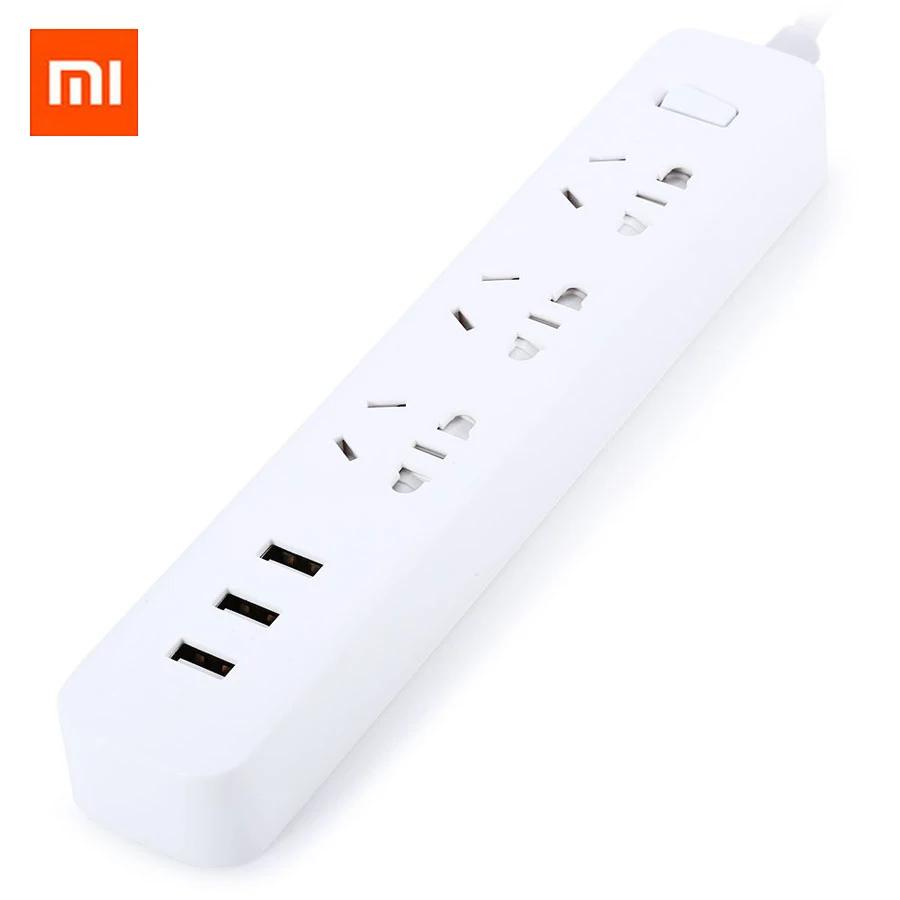 Pаспродажа Оригинальный XiaoMi 3 Mi Smart Plug адаптация мощность полосы с 3 USB расширение стандартный разъем 1 2A 3 розетки для телефона планшеты PC