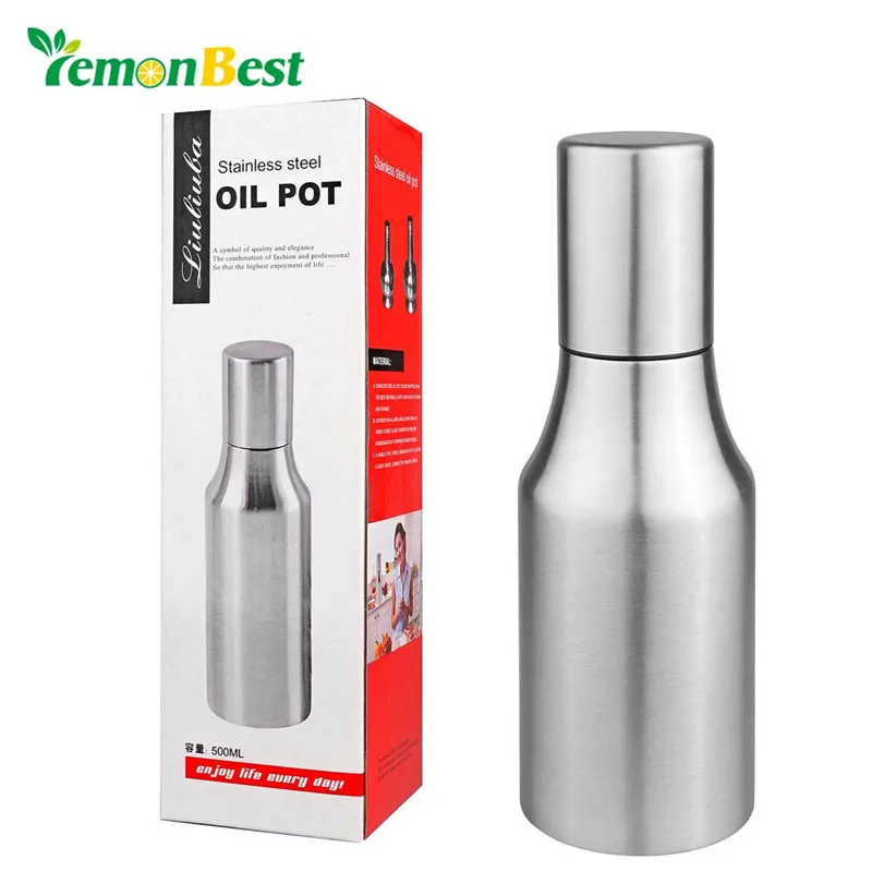 LemonBest 500/750ML Stainless Steel Leak proof Oil Dispenser Bottle Oil