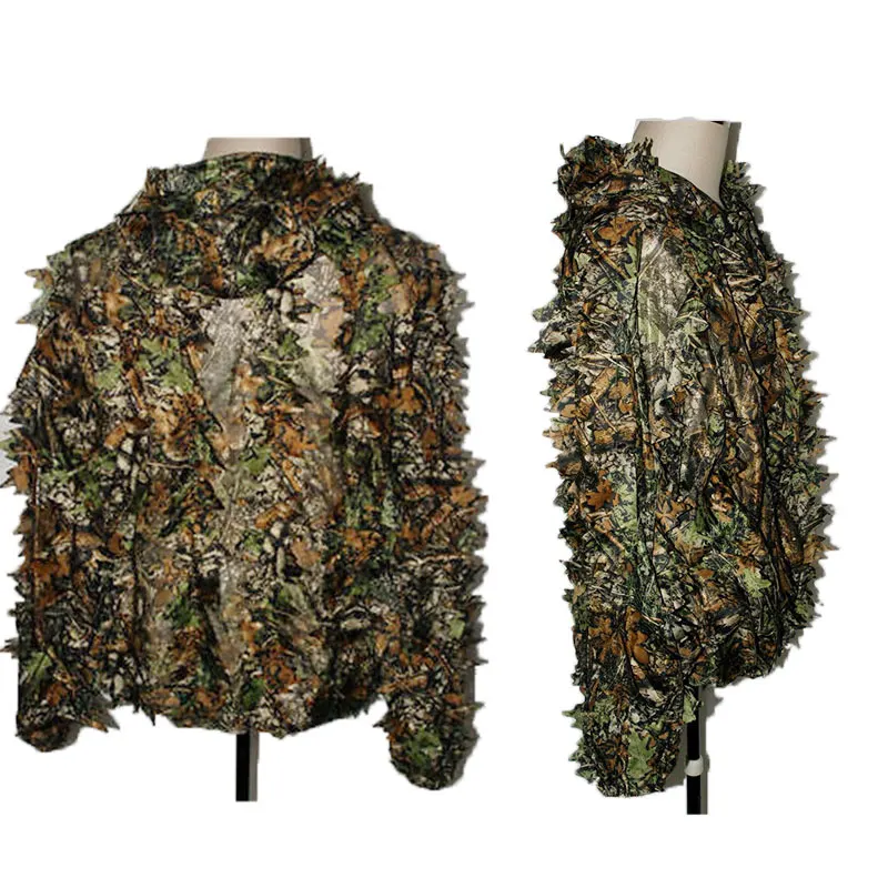  Hunting Birding Durable Outdoor Woodland Sniper Ghillie Suit Kit Cloak Military 3D Leaf Camouflage 
