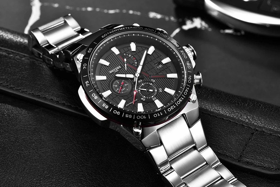 BOYZHE хронограф автоматические часы мужские Элитный бренд, механические часы браслет для мужчин Спорт montre homme reloj hombre