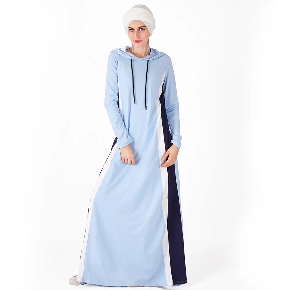 Хлопковые Платья Abayas с капюшоном, студенческое Спортивное длинное платье, арабское длинное платье, турецкое мусульманское модное женское платье на Ближнем Востоке - Цвет: 02