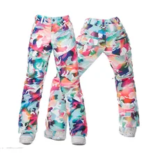 GSOU зимние Брендовые женские лыжные водонепроницаемые штаны сноуборд брюки зимние уличные лыжные Сноубординг спортивные брюки женская зимняя одежда