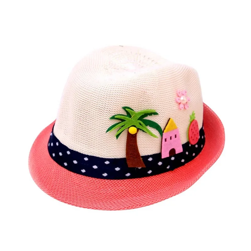 SAGACE/Новая модная летняя детская дышащая Кепка с героями мультфильмов; популярная соломенная шляпа для мальчиков и девочек; детская Солнцезащитная шляпа - Цвет: Watermelon Red