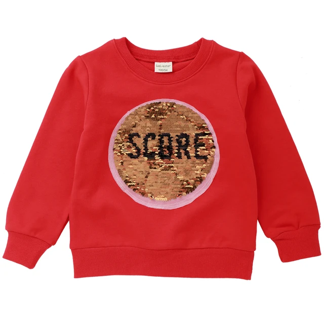 Flippy Sequin Sweatshirts For Boys Girls Cute Fun Football Blouse Kids Hoodies Children Pullover Tops Autumn Winter Baby Clothes