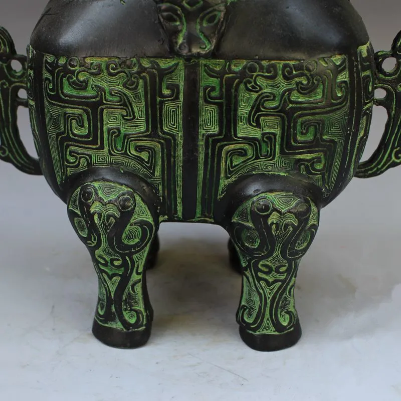 Китайская Бронзовая голова носорога чудовища курильница статуя|statue rhinoceros|statue