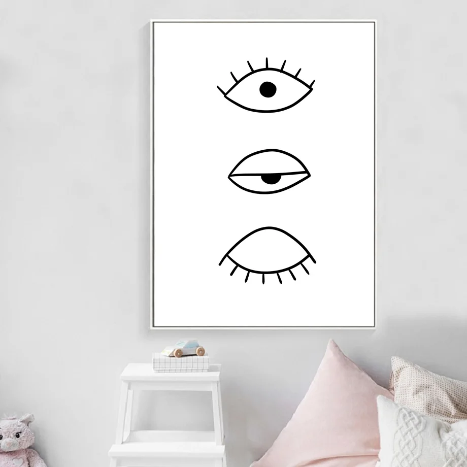 Black-White-Eye-Canvas-Painting-Wall-Art-Posters-And-Prints-Nordic-Poster-Cartoon-Wall-Pictures-For (2)