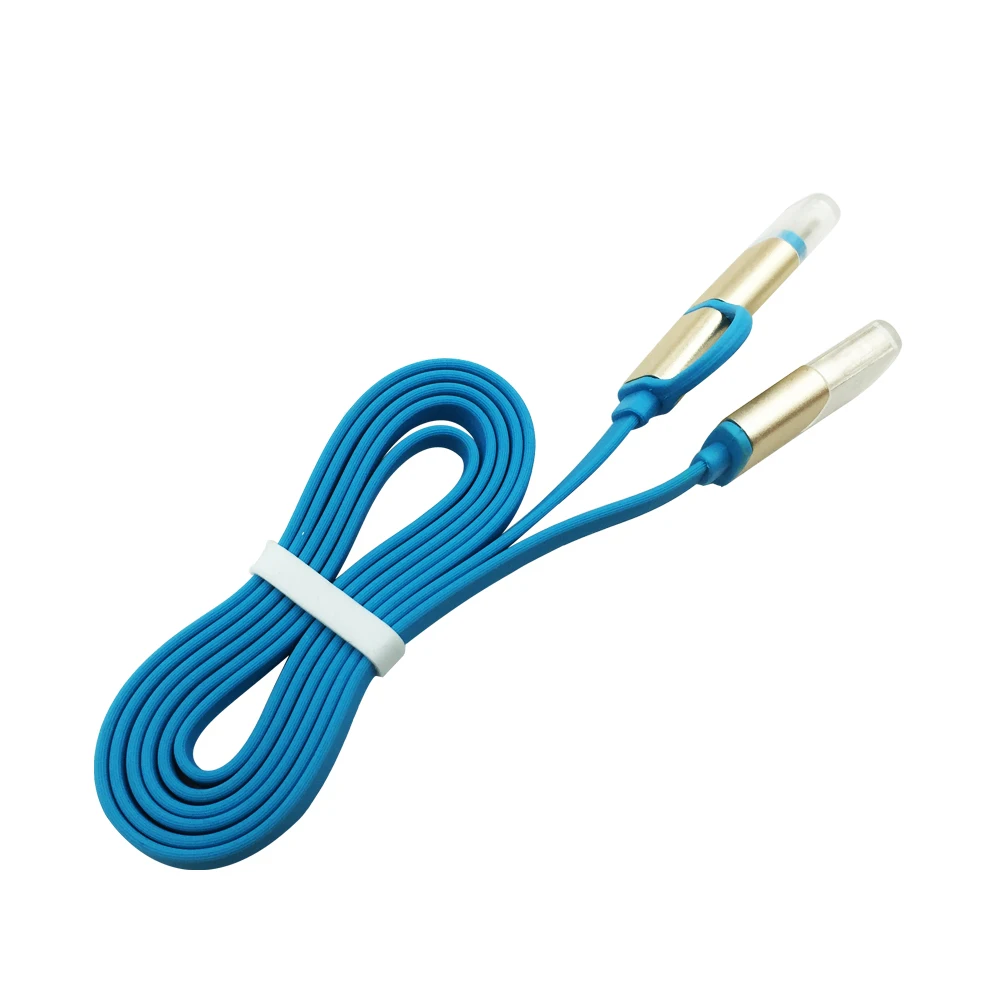 

QUWIND Noodles 2 in 1 USB to Micro USB 8pin Date Charger Cable For iPhone 5 6 6S 7 8 X Plus Samsung S6 MOTO HuaWei Android