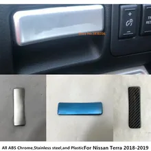 For Nissan Terra 2018 2019 car cover trim stick Stainless steel left Cup decoration Holder gear storage box frame cover 1pcs
