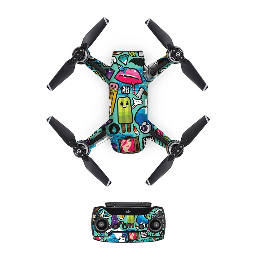 [DJS0032] наклейка из ПВХ с милой иллюстрацией для корпуса дрона DJI Spark + пульты