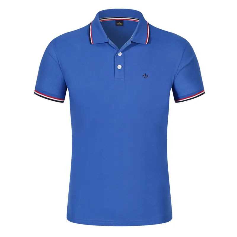 PZ-POLO-LT-SHENBLUE Dudalina, Мужская рубашка поло с коротким рукавом, лето, повседневная и деловая, брендовая, с вышивкой, в полоску, рубашки поло, Para Hombre - Цвет: PZ-POLO-LT-SHENBLUE