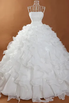

2019 Elegant Sweetheart Beaded Organza Chapel Wedding Dress Wedding Gown Custom-made Vestido de noiva Dresses