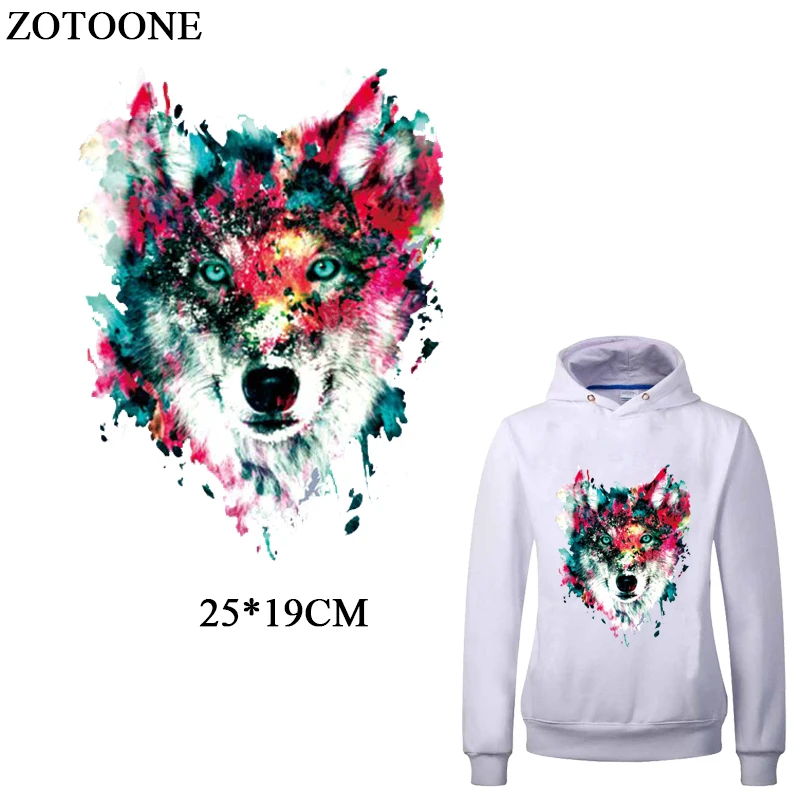 

ZOTOONE Multicolor Wolf Patches For Clothing Iron-on Transfers New Design DIY T-shirt Dress Thermal Transfer Patch For Clothing