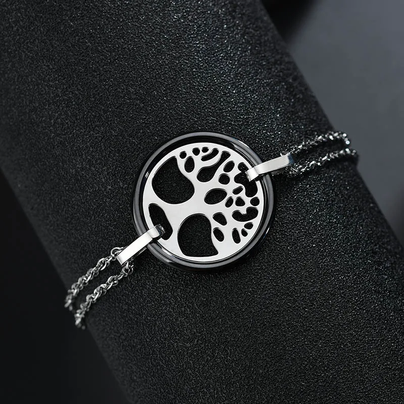 ELSEMODE антиаллергенные женские круглые очаровательные твердые керамические простые браслеты нержавеющая сталь 316 L черный белый керамический браслет - Окраска металла: 184 Black