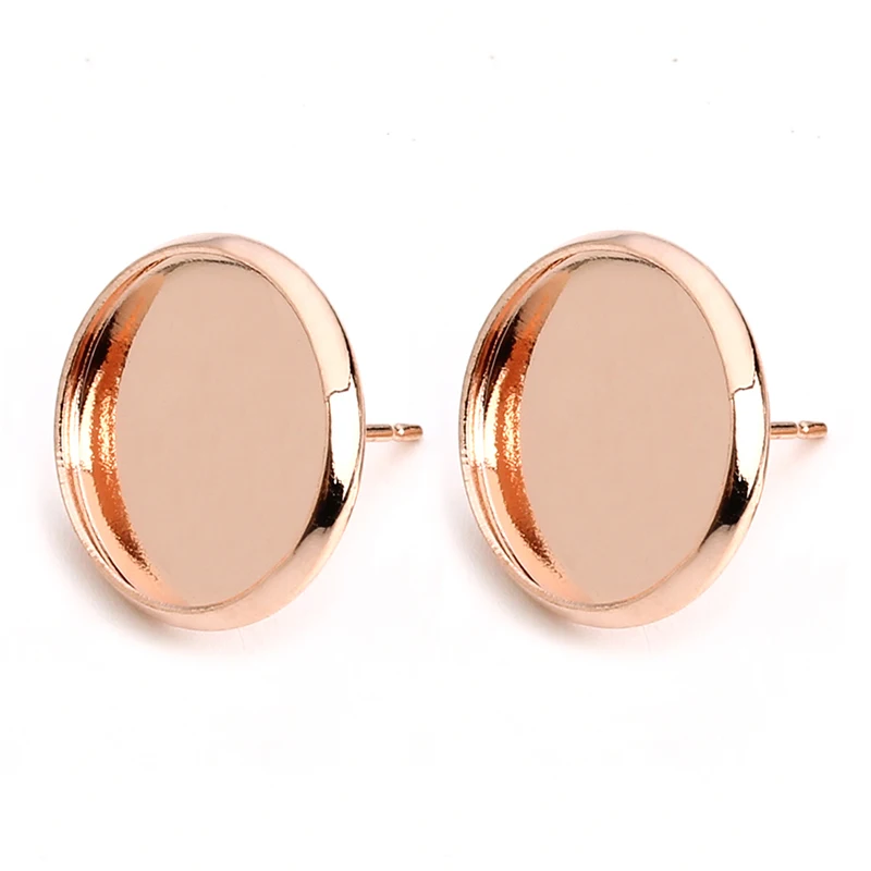 

Rose Gold Color Copper French Stud Earring Settings Base Fit 8/10/12/14/16/18/20mm Photo Glass Cabochon Cameo Tray 20pcs K0743