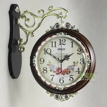 

Wooden Wall Clock Double Sided Watch Digital Wall Clocks Relogio Parede Horloge Murale Quartz Watches Retro Wandklok Saat Klok