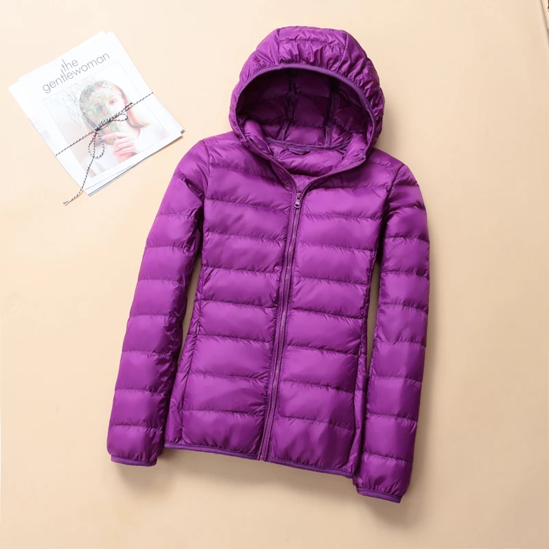 2019 Winter Jacket Women Ultra Light Down Jacket Women Hooded Coat 90% Duck Down Jacket Packable Thin Feather Short Parka D183