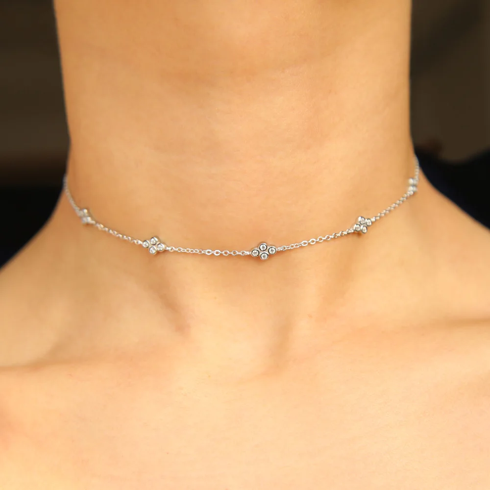 100 925 sterling silver choker thin chain delicate fine bridal silver
