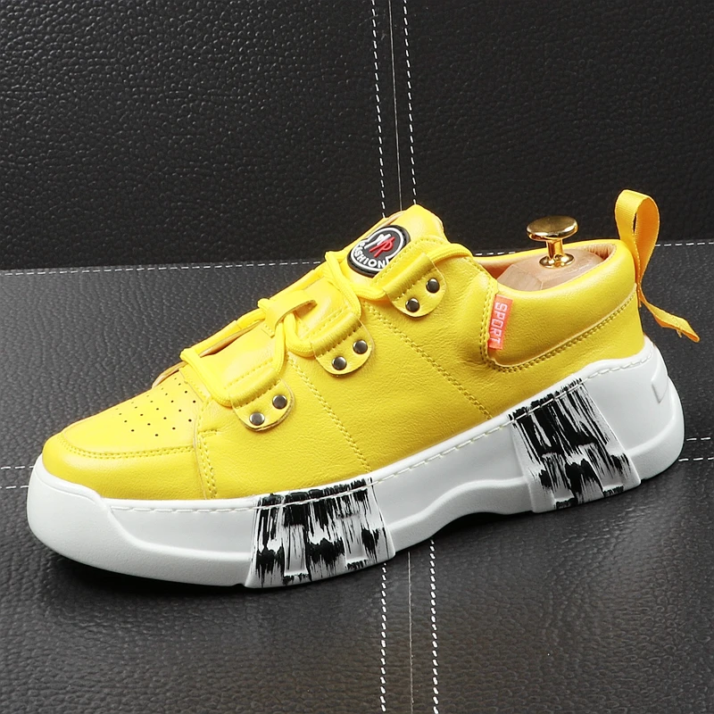 

CuddlyIIPanda Men Fashion Casual Dad Shoes Spring Autumn Thick Bottom Metal Rivets Sneakers Math Youth Hip Hop Breathable Shoes