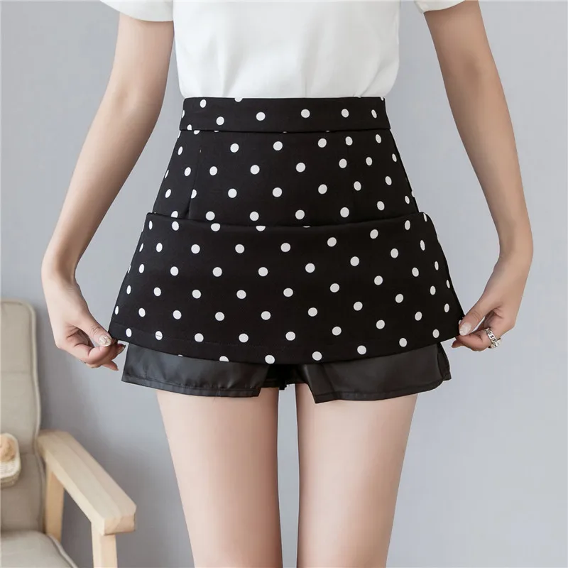 Летняя новая модная мини-юбка в горошек Женская Корейская шикарная короткая юбка с высокой талией Женская Базовая мини-юбка