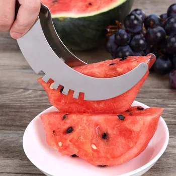 

Stainless Steel Watermelon Cutter Plastic Slicer Cutter Tongs Fruit Melon Tools Windmill Watermelon Cubes Kitchen Accessories