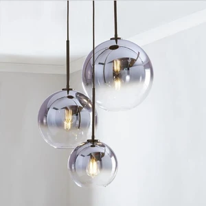 LukLoy Loft Gold Glass Ball Modern Pendant Light Silver Hanging Lamp Hanglamp Kitchen Light Fixture Luminaire Dining Living Room