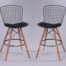Минималистический современный дизайн стальных проволоки для сидений деревянная подставка для ног Мягкая столешница заготовка для проволоки стул современный простой дизайн барный стул 2 шт