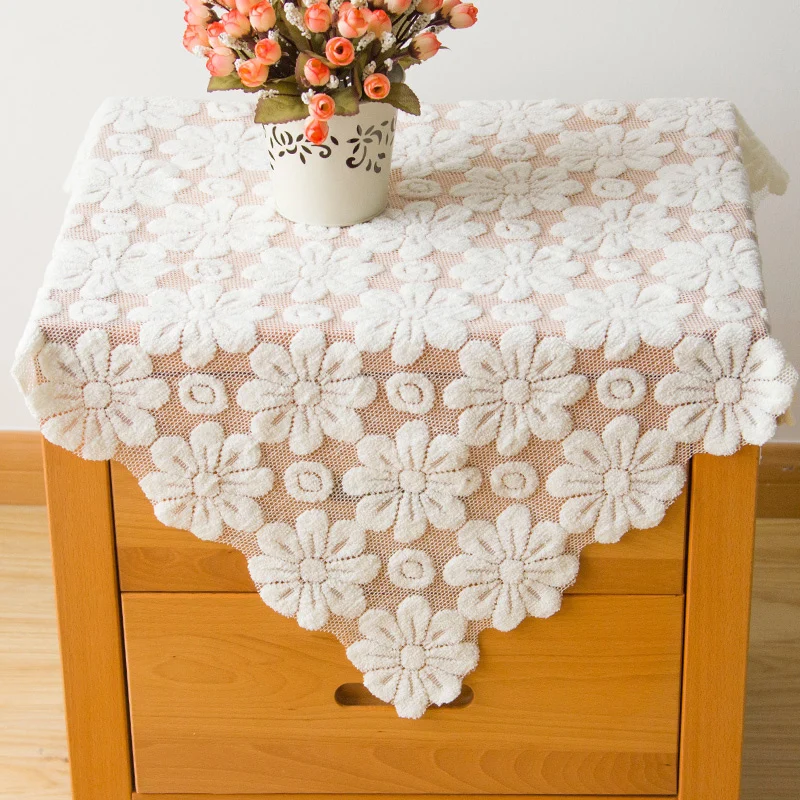 

Embroidered Hollow Tablecloth Rectangular White Lace Table Party Tablecloths TV Covers Dining Lace Cover Cloths Tablecover E14